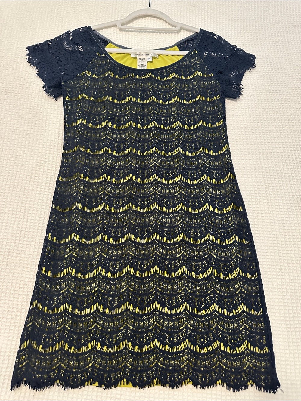 Max Studio Navy Lace Dress with Yellow Lining